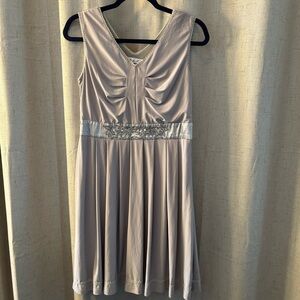 R & G Champagne Sleeveless Beading Embellished Mid-length Dress Size L